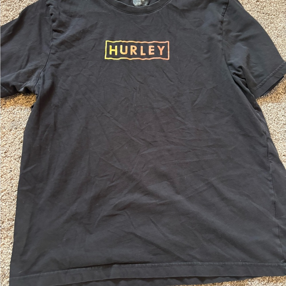 Hurley Black Tee with Multicolor Logo